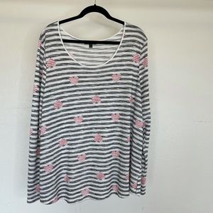 Lane Bryant Hearts & Stripes Lightweight Sweater